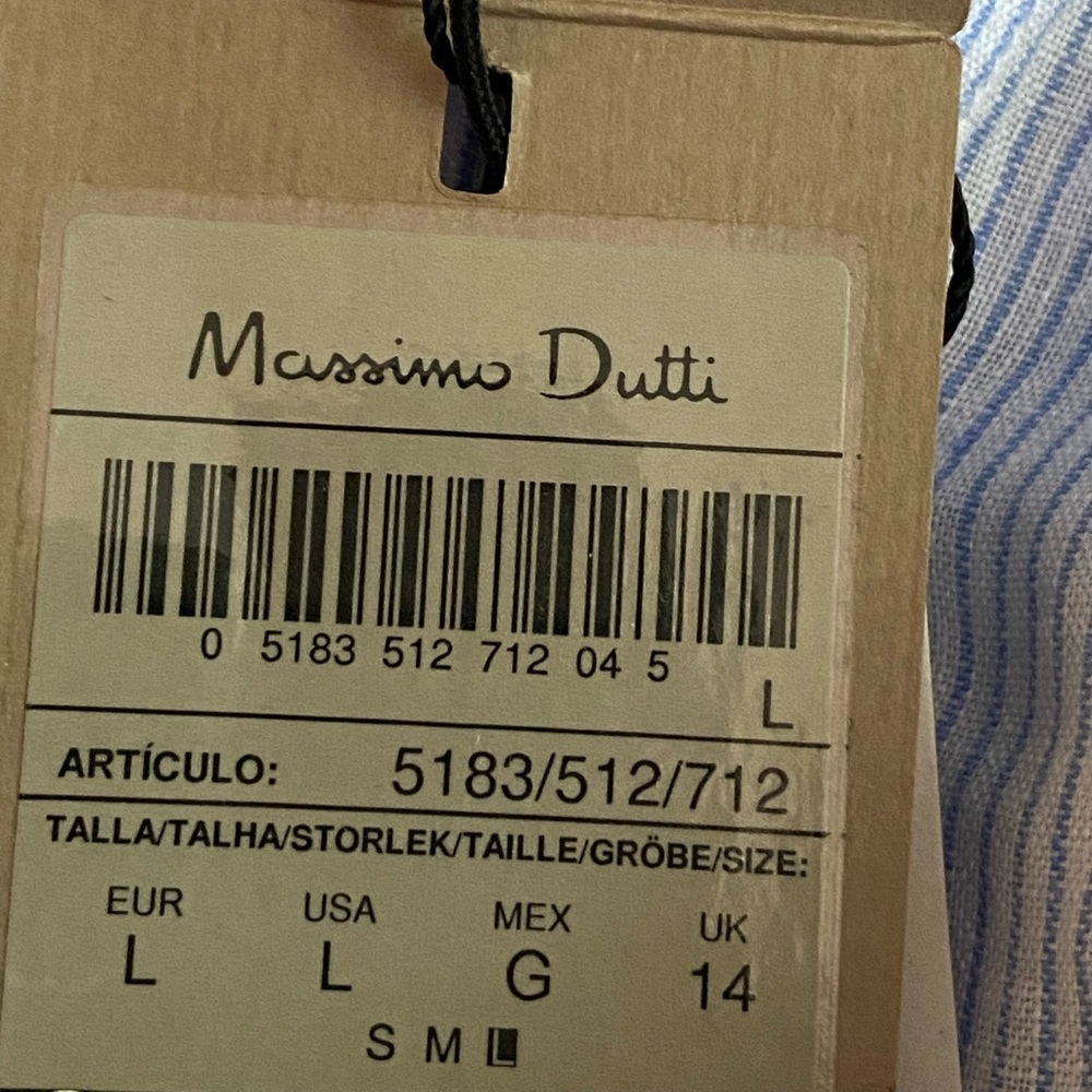 Massimo Dutti Blue/White Striped 100% Linen Flowing Shirt. Size L. - Picture 7 of 10